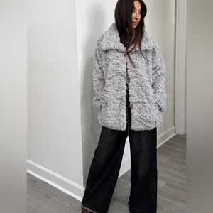 Fabulous Gray Faux Fur Coat